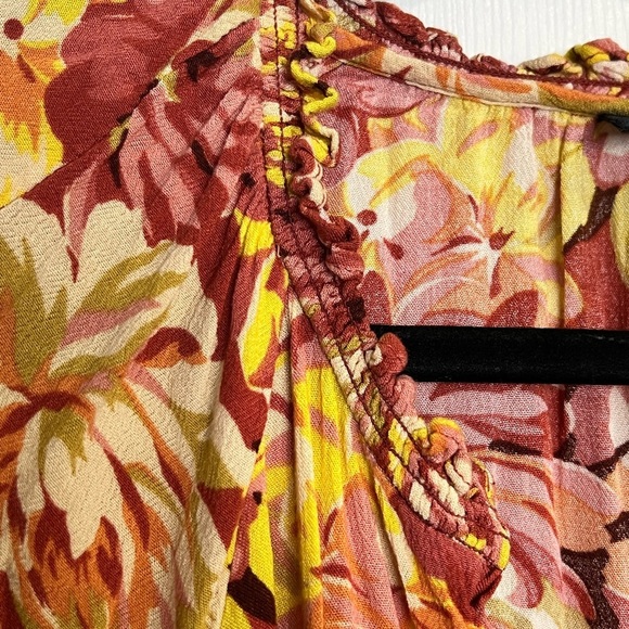 Torrid Rust Floral Gauze Esther Peasant Long Sleeve Blouse - Size 3 (22/24) - Picture 4 of 8